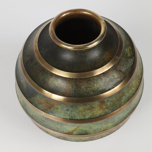 Swedish Modern Art Deco Patinated Bronze Vase from SVM Svenska Metallverken, 1930s For Sale - Image 3 of 9