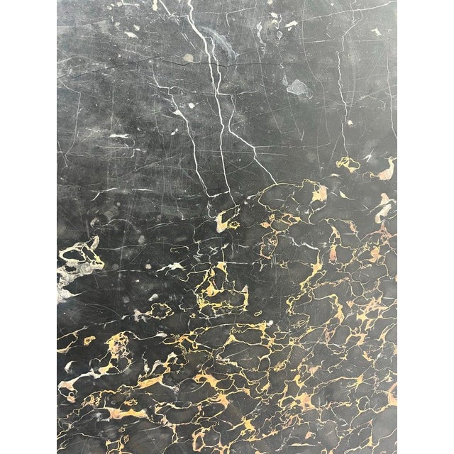 Black Monumental Painted Rococo Style Coffee Table W/ Marble Top For Sale - Image 8 of 15
