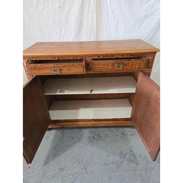 Wood 19th Century European Provincial Pine Farmhouse Sideboard Cabinet For Sale - Image 7 of 9