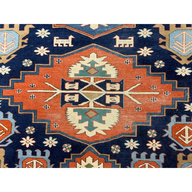 6ft 6in × 9ft 1in Persain Hand-Knotted Wool Tribal Area Rug For Sale In San Francisco - Image 6 of 12