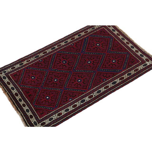 Rug & Kilim 1950s Vintage Baluch Afghan Rug in Red, Blue & Black Patterns by Rug & Kilim For Sale - Image 4 of 6