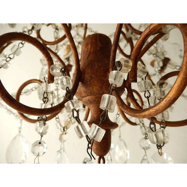 French Giltwood Crystal Prisms Chandelier, Circa 1920 For Sale - Image 10 of 11