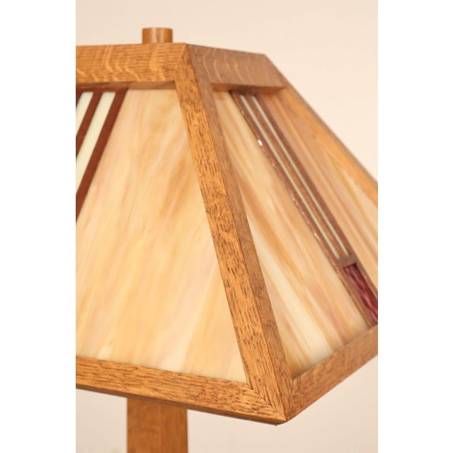 Ppl Fine Woodworking Mission Oak and Stained Glass Floor Lamp For Sale - Image 13 of 18