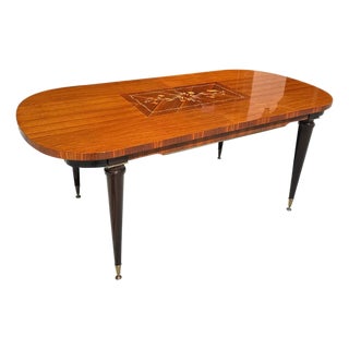 1940s French Art Deco Exotic Macassar Ebony Writing Desk / Dining Table For Sale