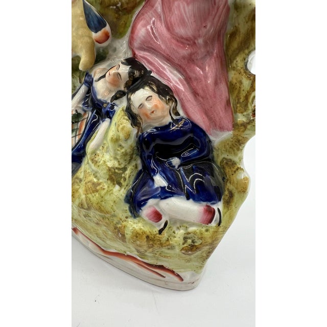 American Antique English Staffordshire Figure With Vase Circa 1860's For Sale - Image 3 of 11