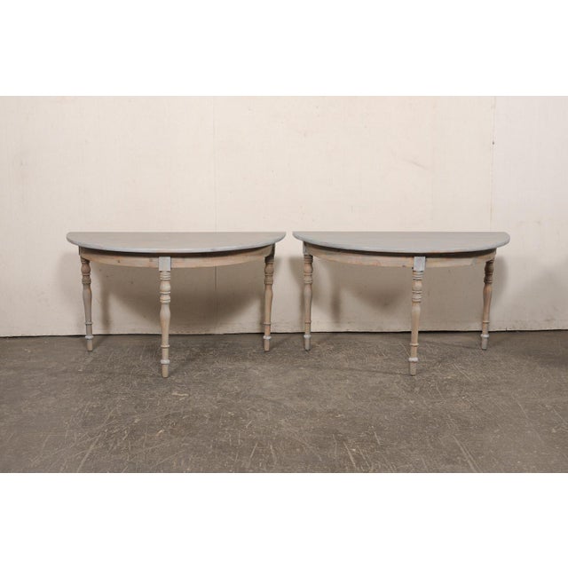 Early 20th Century Large Antique Painted Demi-Lunes From Sweden For Sale - Image 5 of 12