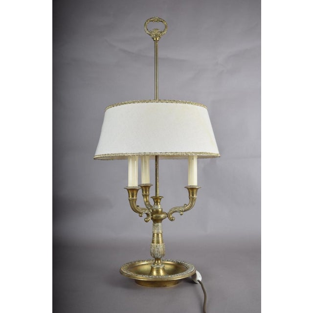 Antique Brass Bouillotte Lamp, Three-Arm Candelabra Form — French, 19th Century For Sale - Image 12 of 13
