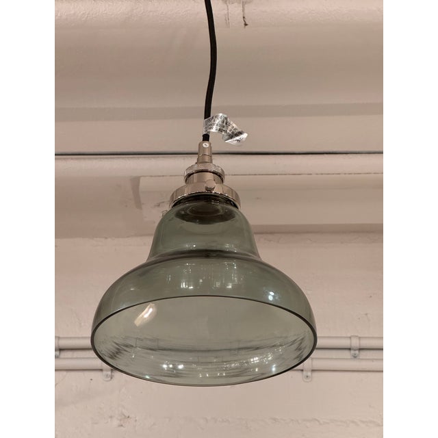 2010s Restoration Hardware 20th C. Factory Filament Smoke Glass Funnel Barn Tall Pendant For Sale - Image 5 of 12