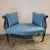 Lovely Federal style mahogany bench with rolled arms and 2 matching pillows upholstered with a cornflower blue cotton...