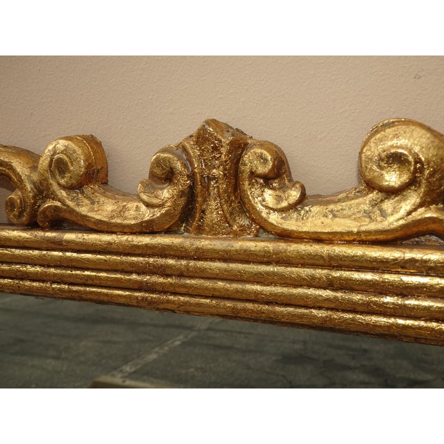 Gold 41" High Antique French Provincial Gold Gilt Wall Mantle Mirror W Scrolls For Sale - Image 8 of 12
