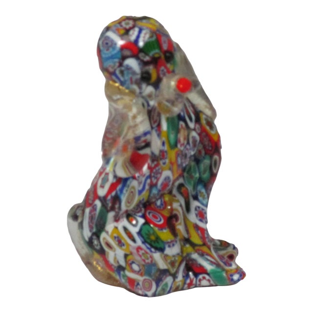 Vintage Millefiori Art Glass Sitting Dog Figurine For Sale