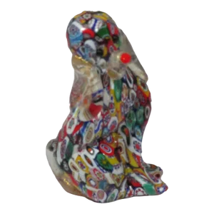 Vintage Millefiori Art Glass Sitting Dog Figurine