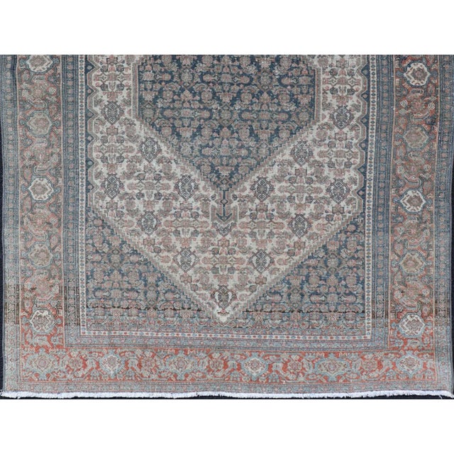 Medallion geometric design Senneh antique rug from Persia in various color tones, rug R20-0822, country of origin / type:...