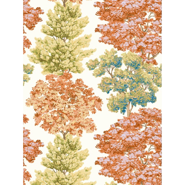 The House of Scalamandré Central Park Wallcovering, Orange For Sale