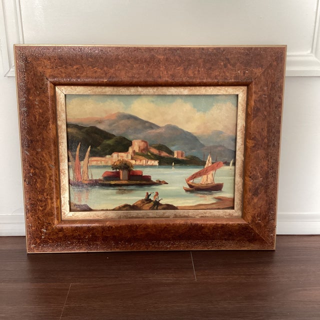 Vintage European Landscape Painting Oil on Board Framed For Sale In Atlanta - Image 6 of 7