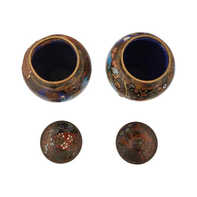 Antique Japanese Meiji Cloisonne Enamel Covered Jars For Sale In New York - Image 6 of 11