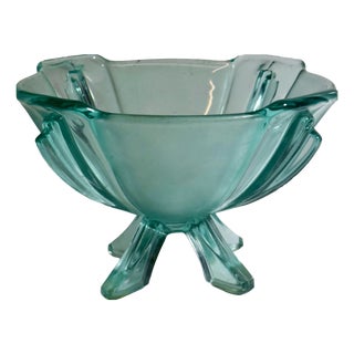 Art Deco Footed Glass Bowl from Stölzle, Austria, 1930s For Sale
