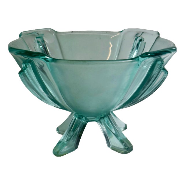 Art Deco Footed Glass Bowl from Stölzle, Austria, 1930s For Sale