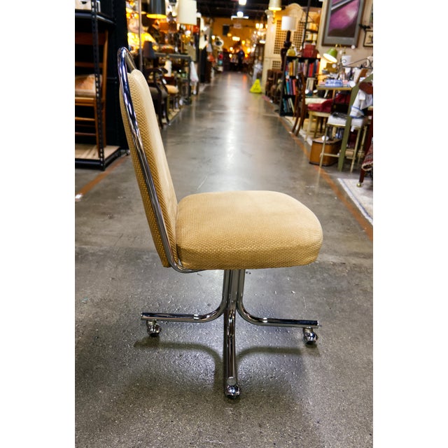 Late 20th Century Daystrom Rolling Tubular Chrome Upholstered Chairs Set of 4 For Sale - Image 5 of 10