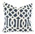 Schumacher Imperial Trellis II Ivory and Navy Pillow Cover For Sale