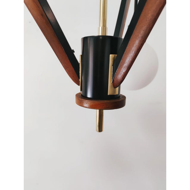 Vintage Brass & Wooden Ceiling Lamp from Stilnovo For Sale - Image 17 of 18