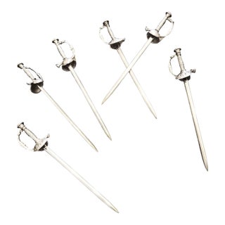 1960s Tiffany & Co Sterling Silver Cocktail Swords - Set of 6 For Sale
