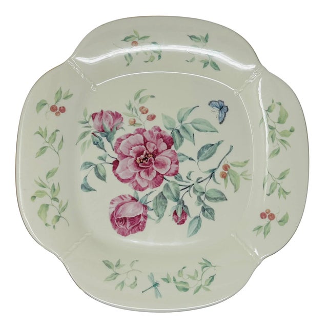 This elegant and vintage Lenox Morningside Cottage large serving platter, also known as a chop plate, is a beautiful...