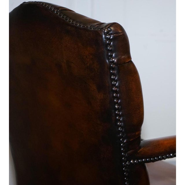 Chesterfield Director's Chair in Cigar Brown Leather For Sale - Image 12 of 14