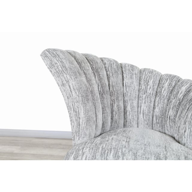 Light Gray Vintage Hollywood Regency Channel Back Velvet Lounge Chairs, 1980s For Sale - Image 8 of 12