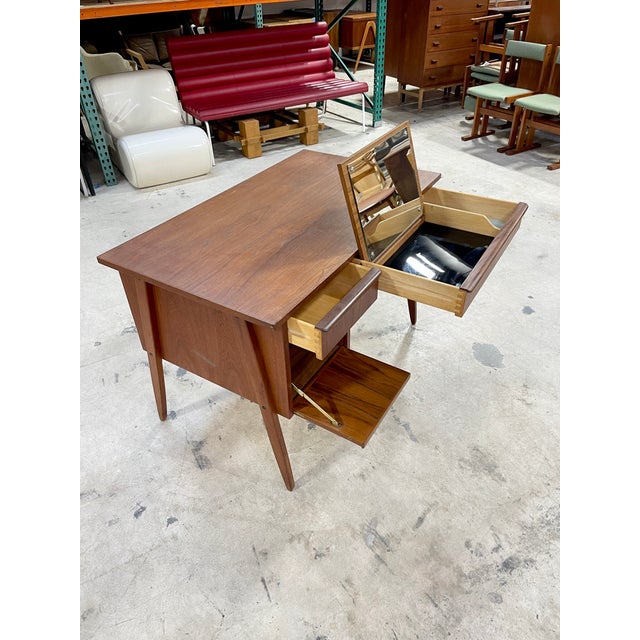 Mid-Century Modern Danish Modern Teak Vanity or Desk For Sale - Image 3 of 10