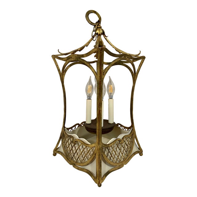 1920s French Style Basket Lantern For Sale