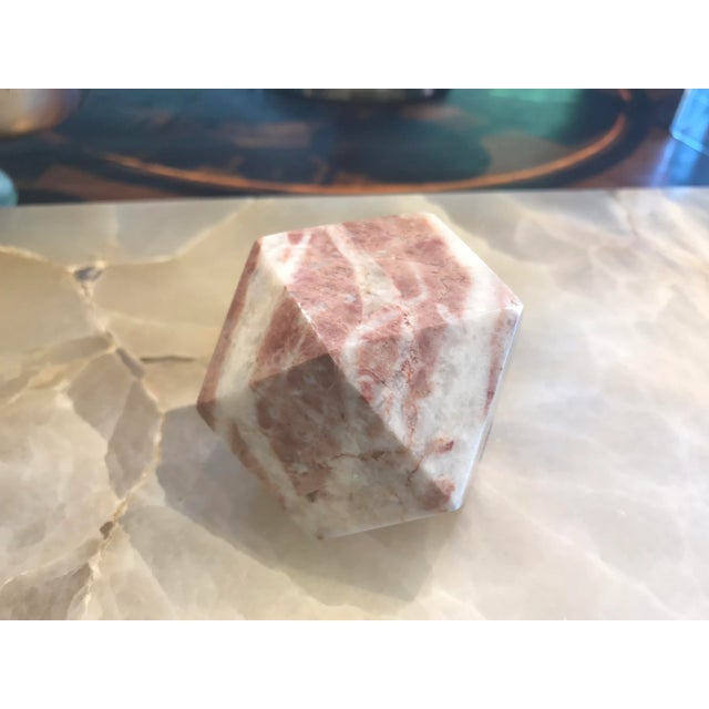 Abstract Vintage Geometric Pink Granite Paper Weight For Sale - Image 3 of 4