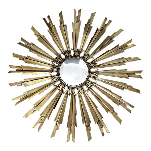 Art Deco Bronze Metal Sunburst Convex Wall Art Mirror Chairish