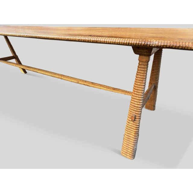 Wood Andrianna Shamaris Mid Century Couture Hand Carved Dining Table or Console For Sale - Image 7 of 18
