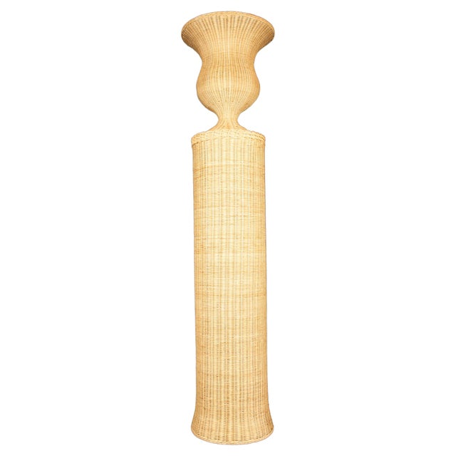 Tall Chantilly Rattan Urn on Pedestal by Creel and Gow Measures: 17.75" x 74.75" Introducing Creel and Gow's exclusive...