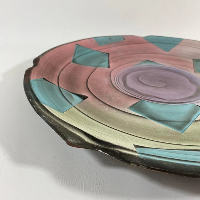 Mauve Jim Kemp (1955-2013) Pottery Postmodern Ceramic Decorative Plate For Sale - Image 8 of 11