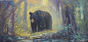 Original Impressionist Oil Painting, Bear