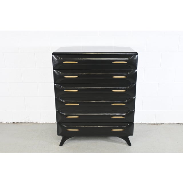 Franklin Shockey Company Franklin Shockey Mid Century Modern Sculpted Pine Highboy Dresser For Sale - Image 4 of 12