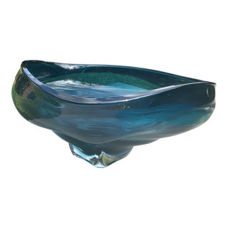 Large Late 20th Century Blue Glass Alistair Bowl Cyan Designs For Sale