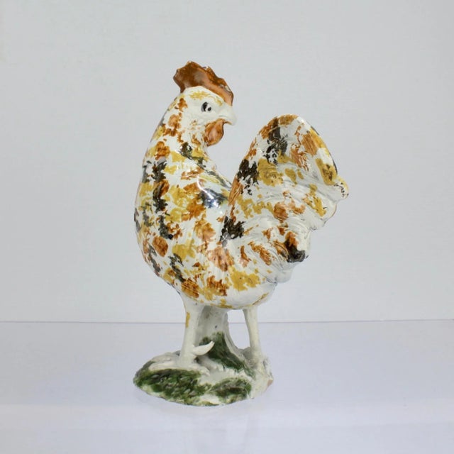 Antique English Staffordshire Prattware Pottery Rooster or Cockrel Figurine For Sale In Philadelphia - Image 6 of 13