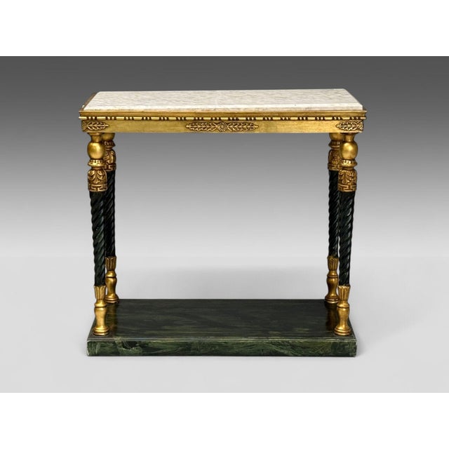 Neoclassical Swedish Neoclassical Style, Giltwood, Marble, Console Tables, Sweden, 20th C. For Sale - Image 3 of 12
