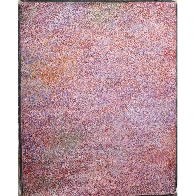 Gorgeous mid-century modern abstract oil painting on canvas, signed and dated to lower right corner, Sakuko Ido 1969....