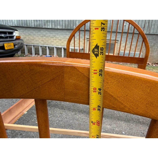 Ethan Allen Country Windsor Style Arched Wood Slatted Queen Bed Frame. For Sale - Image 12 of 15