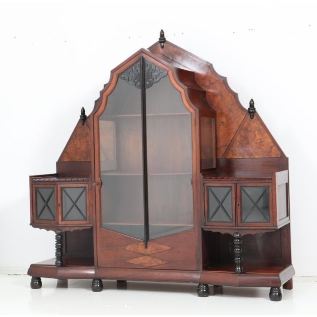 Dutch Art Deco Walnut and Burl Vitrine by Max Coini, 1920s For Sale - Image 6 of 15