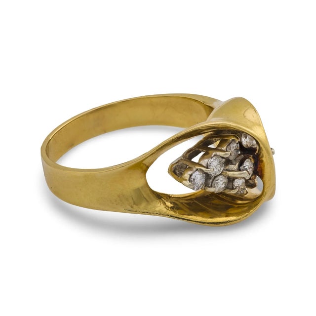 1970s Vintage Diamond 14k Yellow Gold Ring, Size 11.5 For Sale - Image 5 of 7