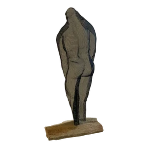 "Lost in Thought" Contemporary Minimalist Figurative Steel Mesh Sculpture by Donald Kolberg
