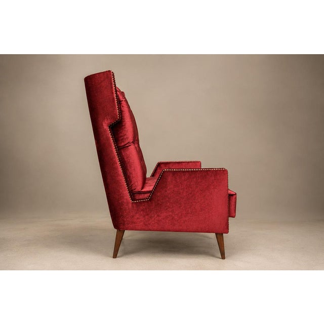 Giuseppe Scapinelli Armchair in Hardwood & Ruby Cotton Velvet, Brazil, 1956 For Sale - Image 16 of 18