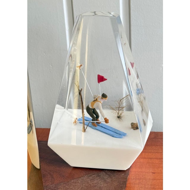 Plastic Vintage Lucite Skier Paperweight For Sale - Image 7 of 8