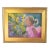 Sunflowers and Young Girl in Pink Dress by Listed Artist Silvio Silvestri Oil Painting W/ Antiqued Gold Wood Frame For Sale
