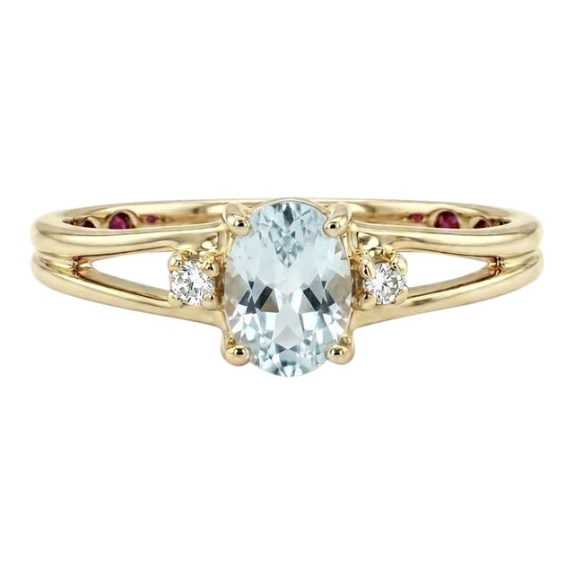 Natural Aquamarine Engagement Ring - March Birthstone Ring Us 7 For Sale